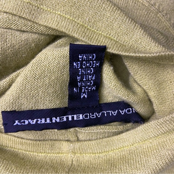 Linda Allard Ellen Tracy Lime Green Cashmere Sweater - Picture 7 of 8